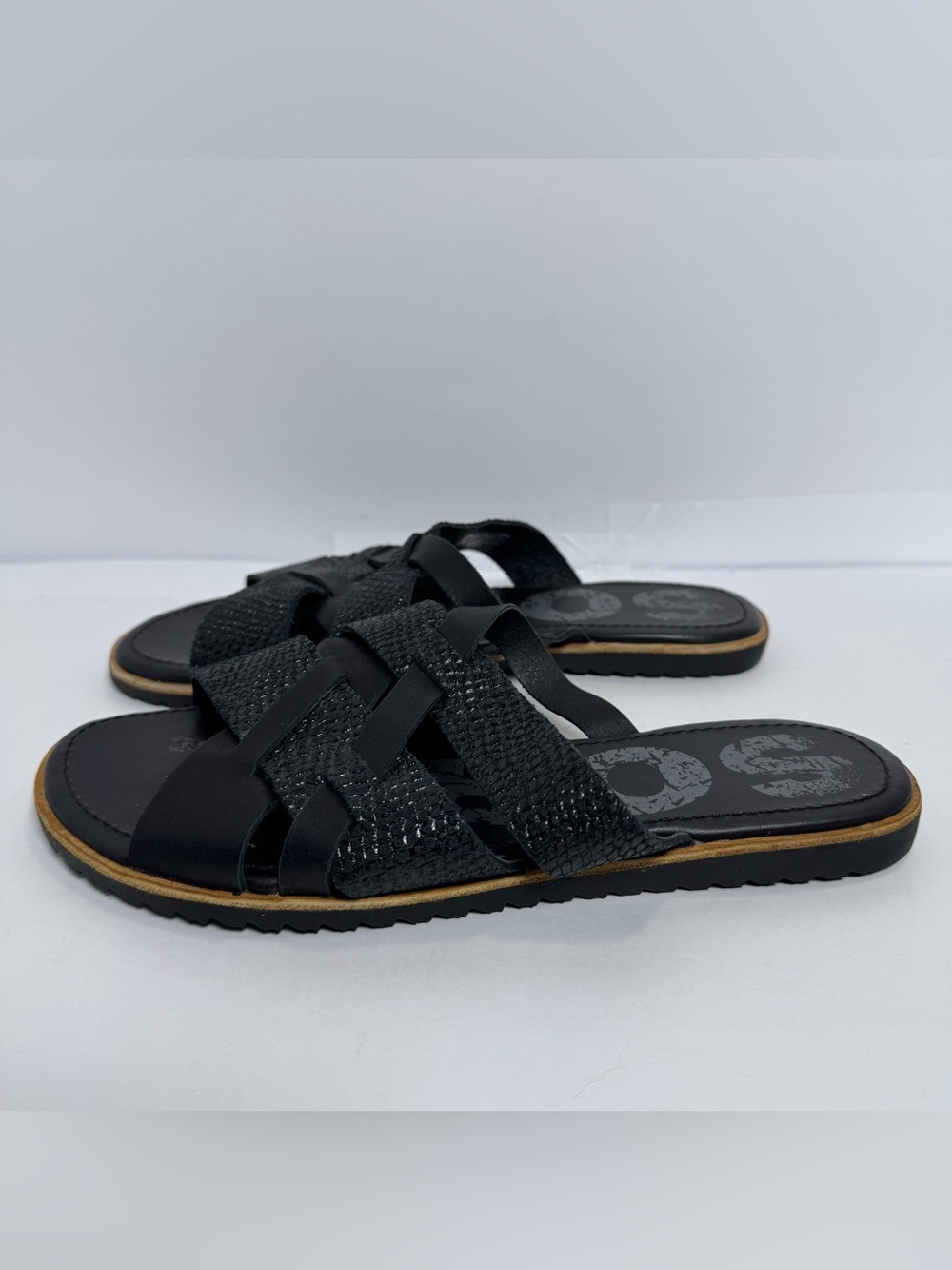 Sorel Women's Black Woven Leather Slide Sandals Flip Flops Size 8.5 NL3205-010 - Picture 4 of 8